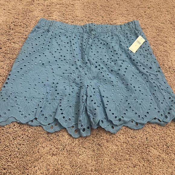 NWT new large Anthropologie ett:twa eyelet shorts blue elastic waist lace - Picture 11 of 12